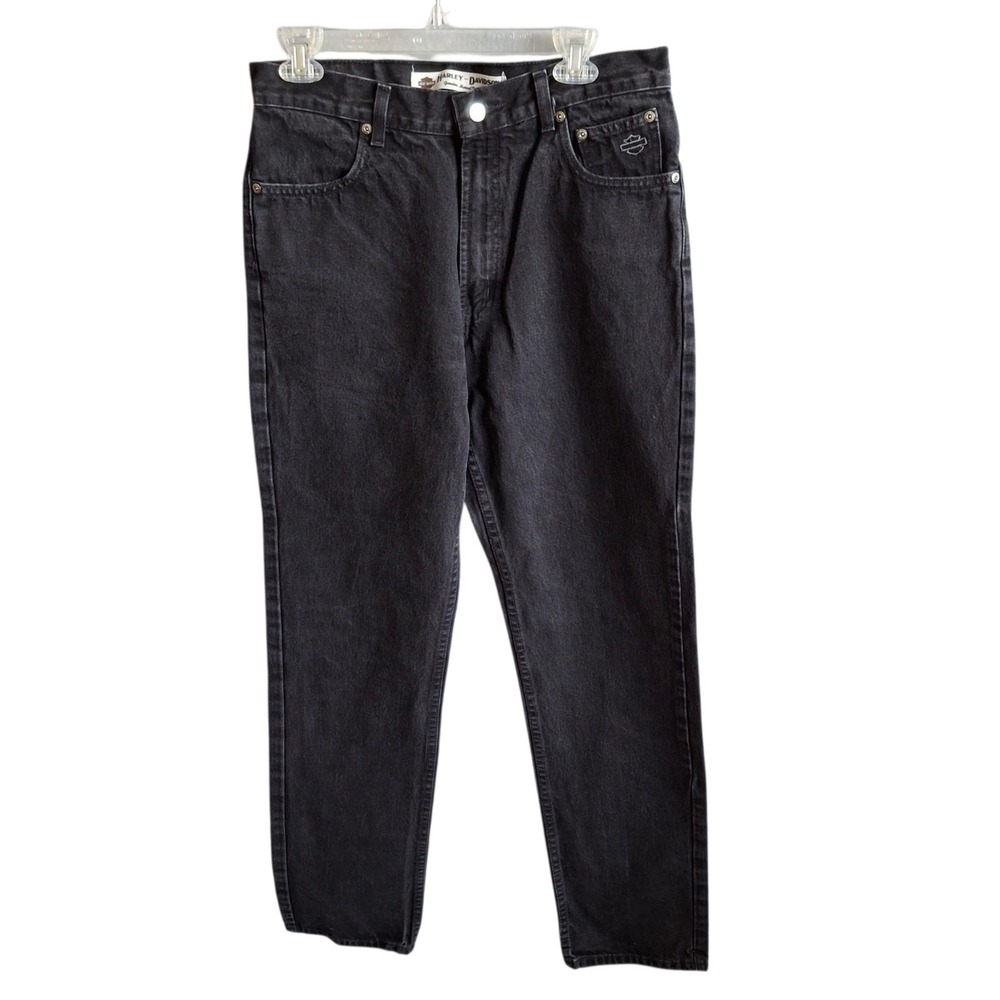 Harley Davidson Genuine MotorClothes Mens 32x34 (Fit 30x33) Black Denim Jeans